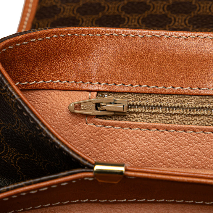 Macadam Coated Canvas Handbag Brown - Gaby Paris