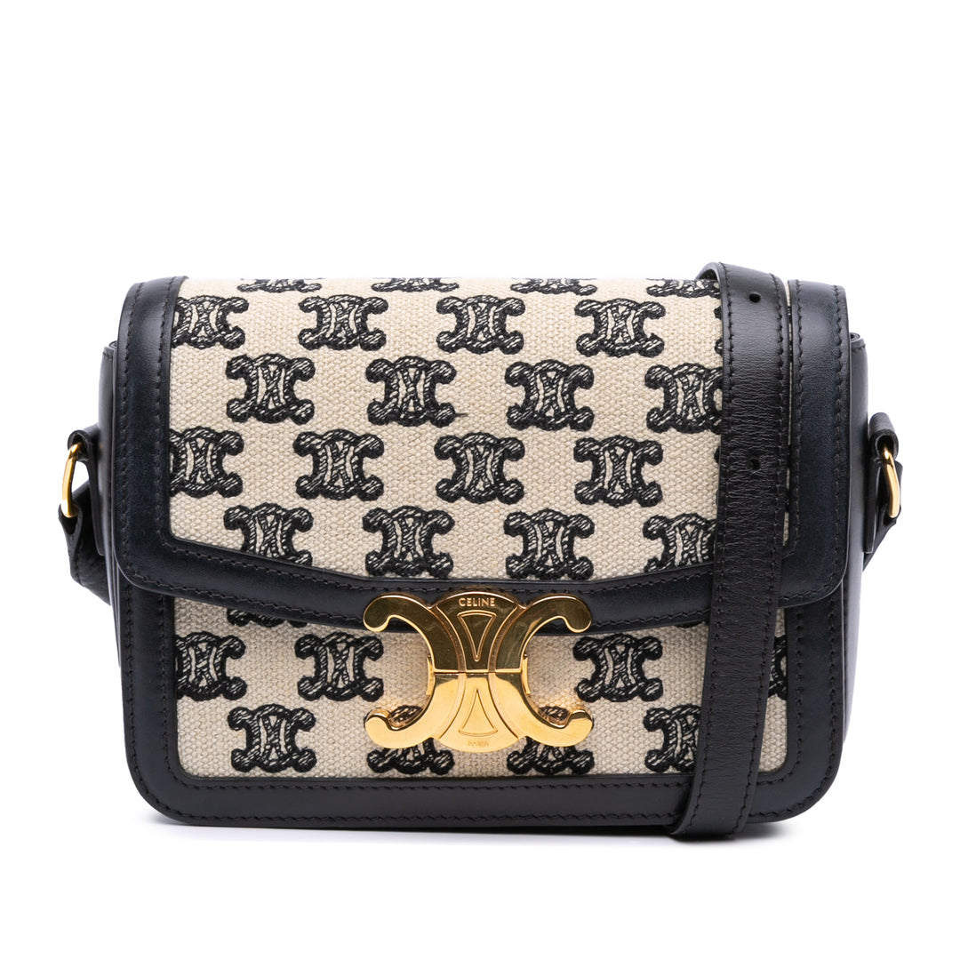 Celine Teen Embroidered Toile and Cuir de veau Triomphe Sac porté croisé Marron – GABY PARIS Authentique