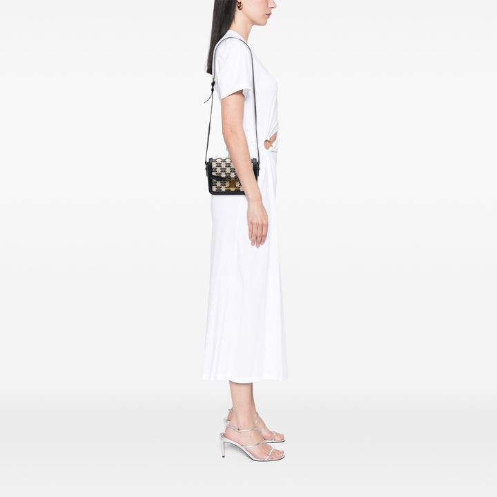 Celine Teen Embroidered Toile and Cuir de veau Triomphe Sac porté croisé Marron – GABY PARIS Authentique
