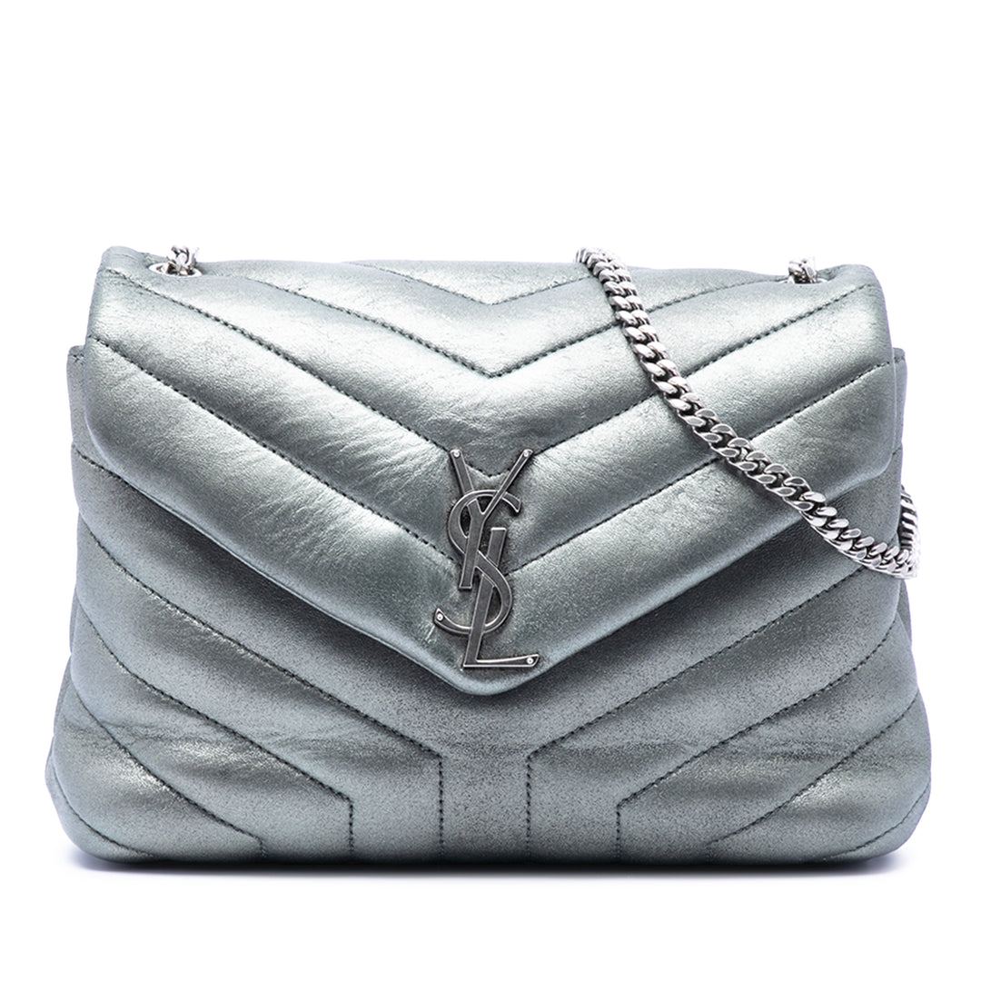 Saint Laurent Small Matelasse Metallic Cuir de veau Monogram LouLou Sac bandoulière