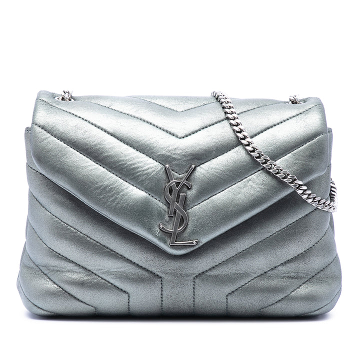 Saint Laurent Small Matelasse Metallic Cuir de veau Monogram LouLou Sac bandoulière