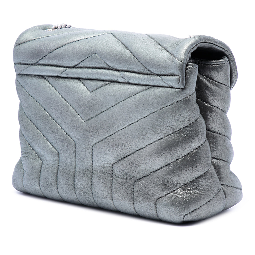 Saint Laurent Small Matelasse Metallic Cuir de veau Monogram LouLou Sac bandoulière