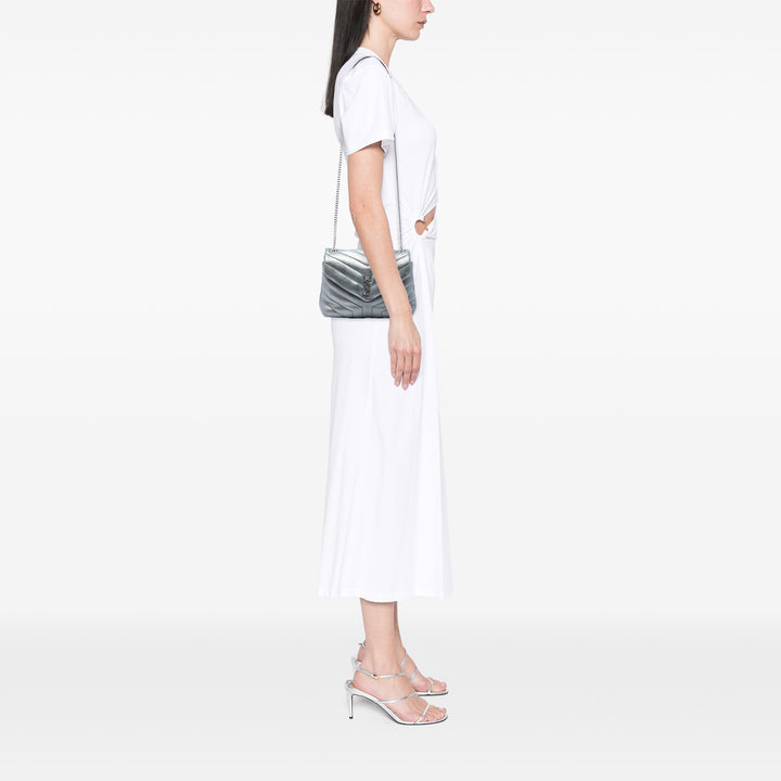 Saint Laurent Small Matelasse Metallic Cuir de veau Monogram LouLou Sac bandoulière