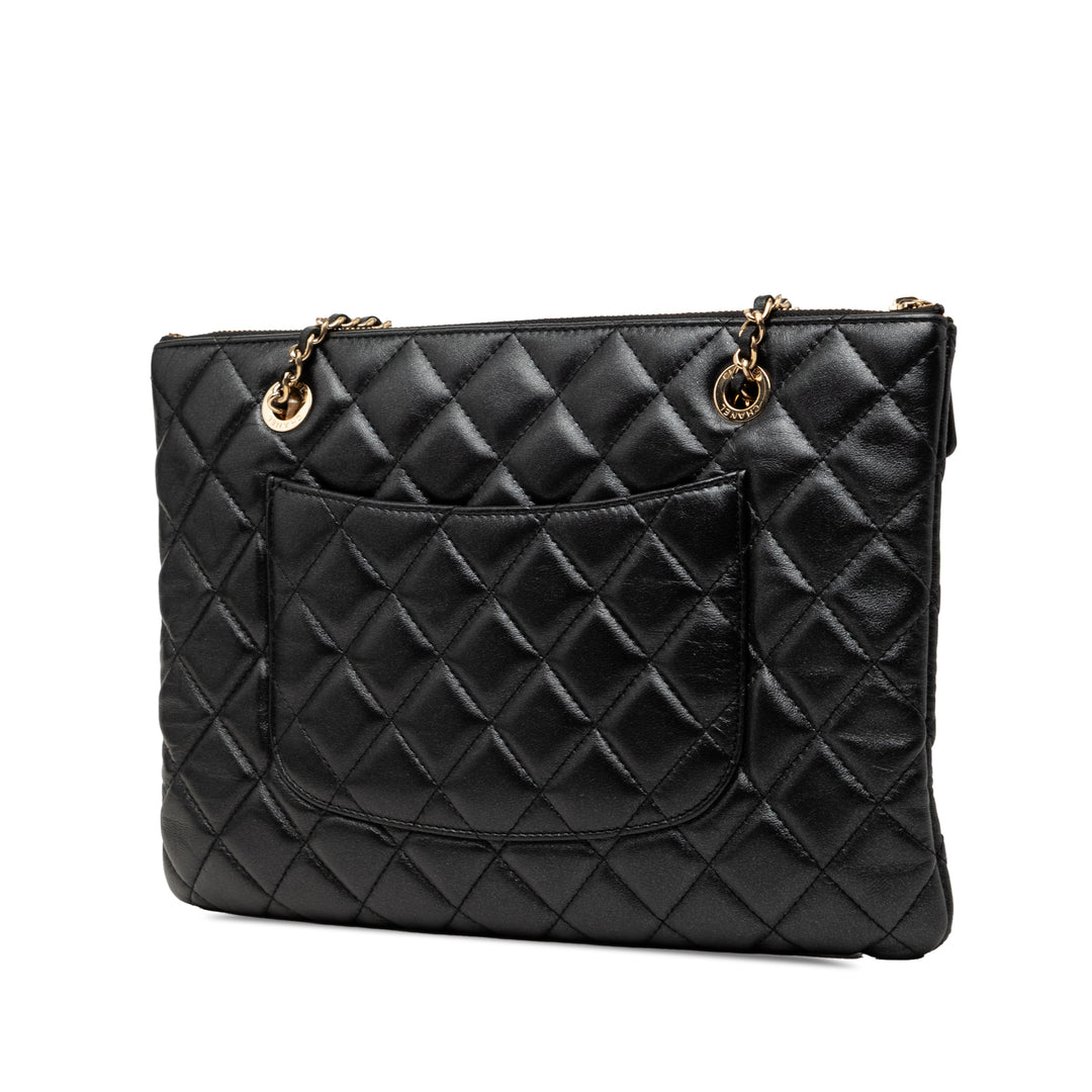Chanel CC Matelassé Cuir d’agneau Double Zip Sac porté croisé