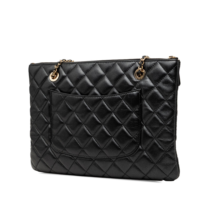 Chanel CC Matelassé Cuir d’agneau Double Zip Sac porté croisé