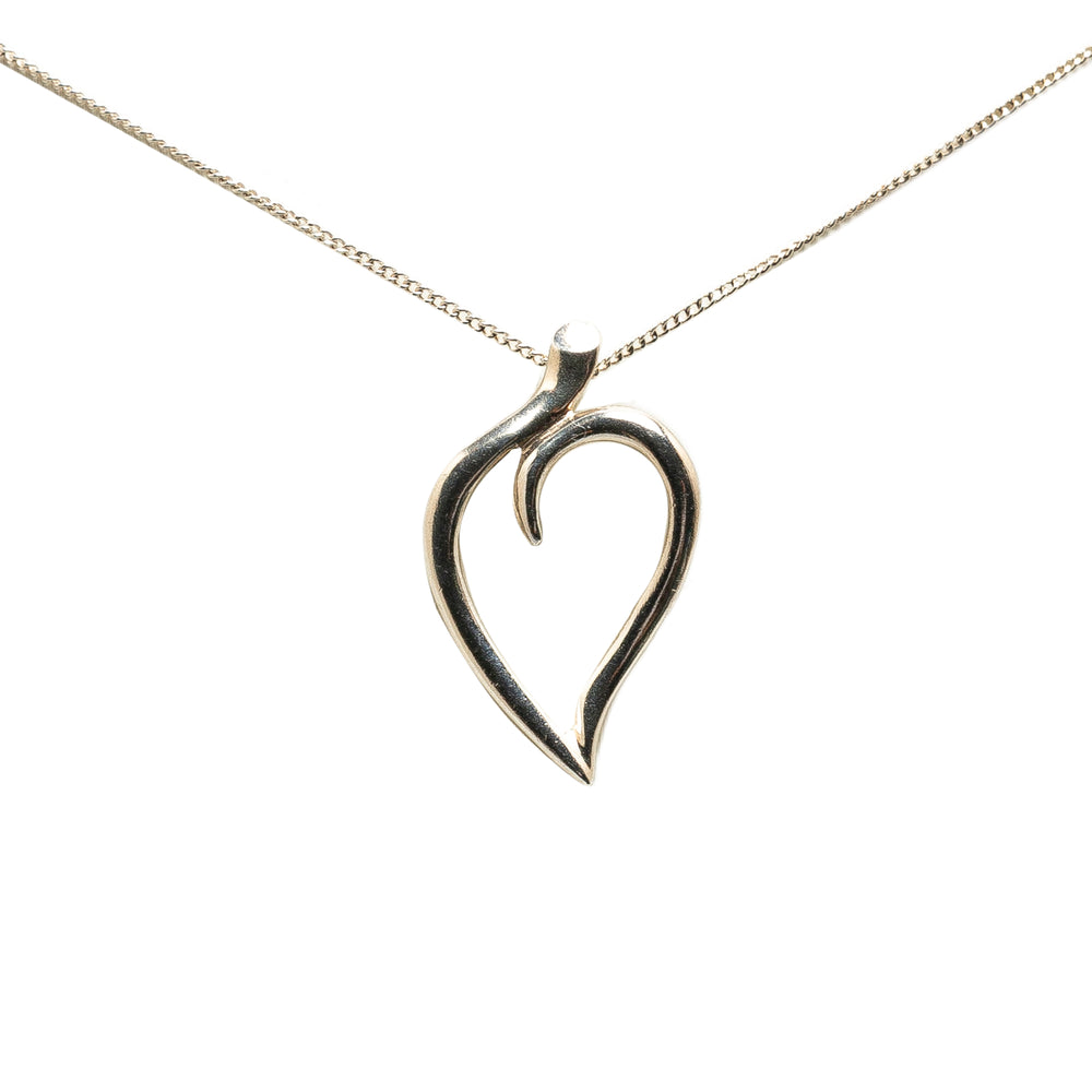 Sterling Silver Open Leaf Pendant Necklace Silver - Gaby Paris