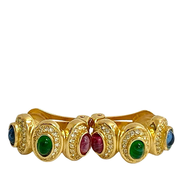 Dior plaqué Gripoix et Rhinestone Cuff Clip On Boucles d’oreilles