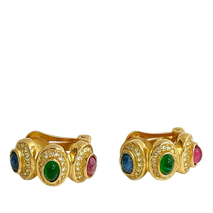 Dior plaqué Gripoix et Rhinestone Cuff Clip On Boucles d’oreilles