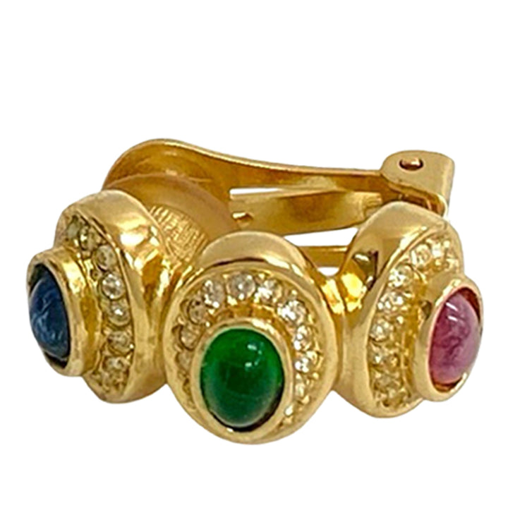 Dior plaqué Gripoix et Rhinestone Cuff Clip On Boucles d’oreilles