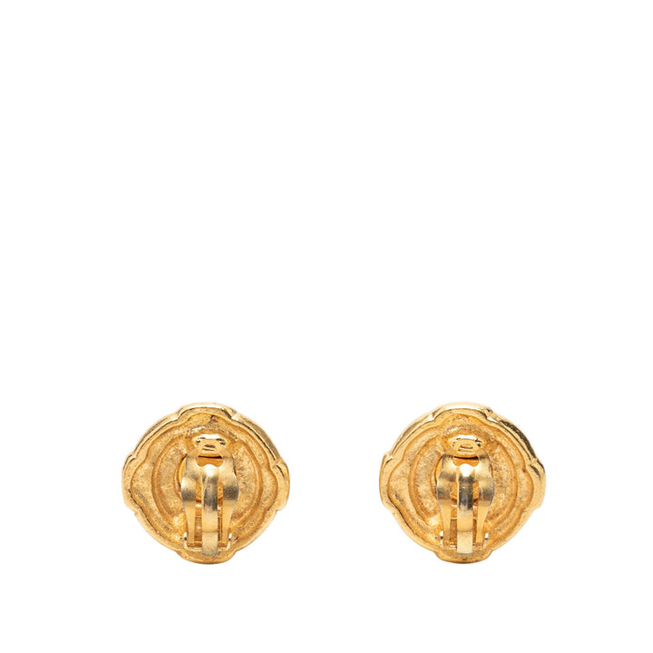 CC plaqué Rond À clip Boucles d'oreilles Doré