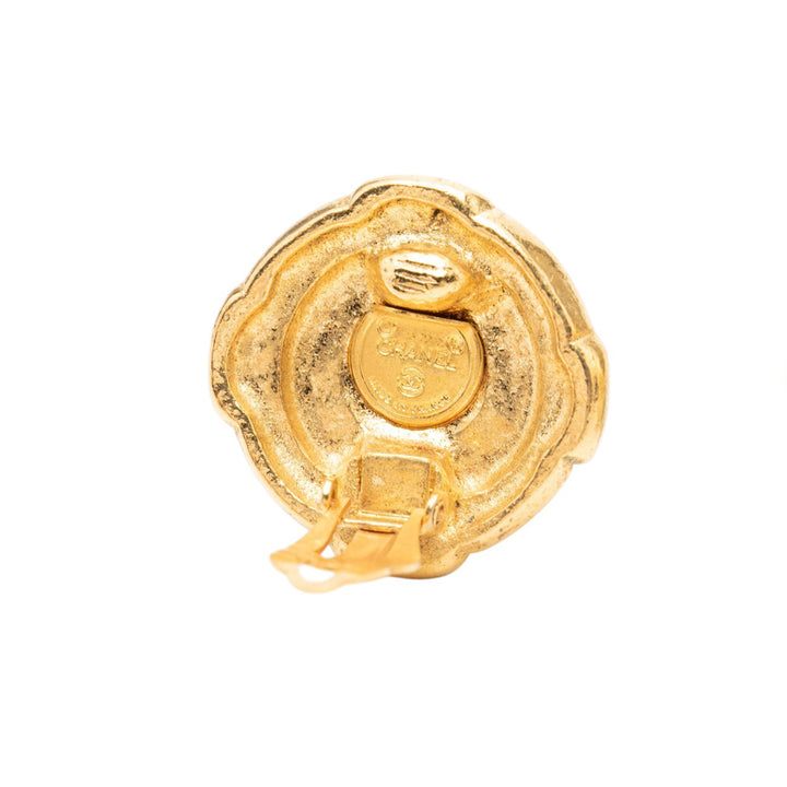 CC plaqué Rond À clip Boucles d'oreilles Doré