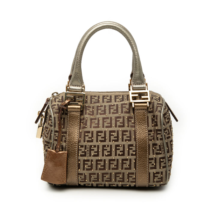 Fendi Mini Zucchino Toile Forever clouté Bauletto Boston Sac