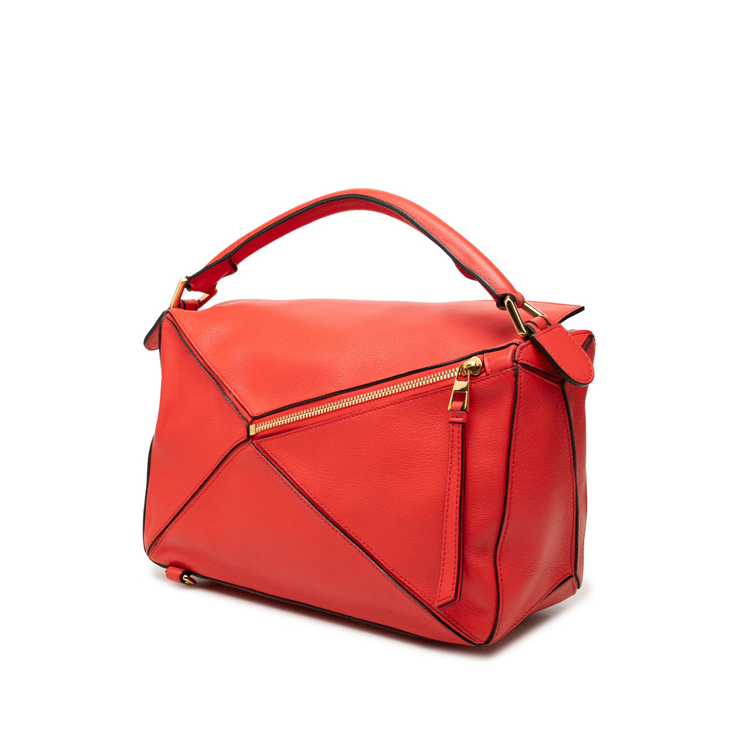 LOEWE Sac à main Puzzle Moyen Cuir de veau Rouge – vue 2 – GABY PARIS