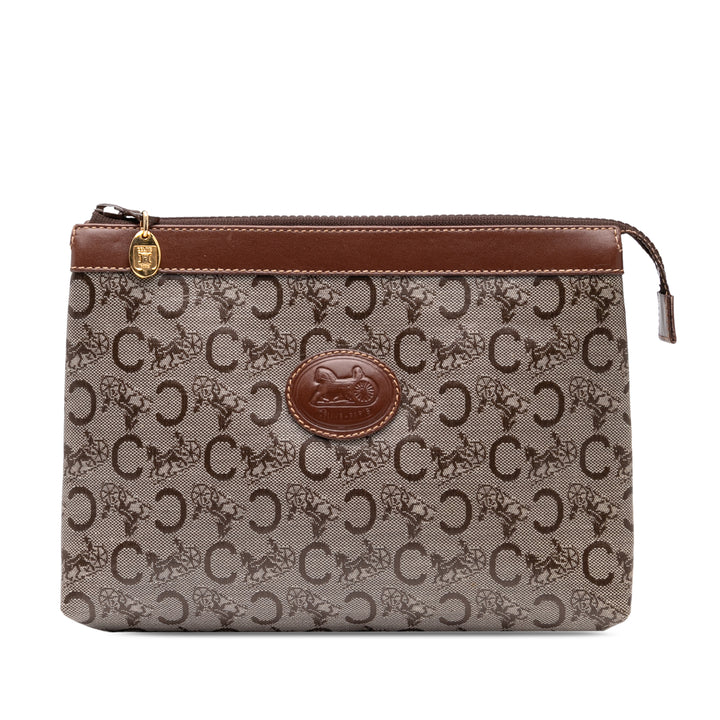 Celine C Carriage Coated Toile Pochette Marron – GABY PARIS Authentique