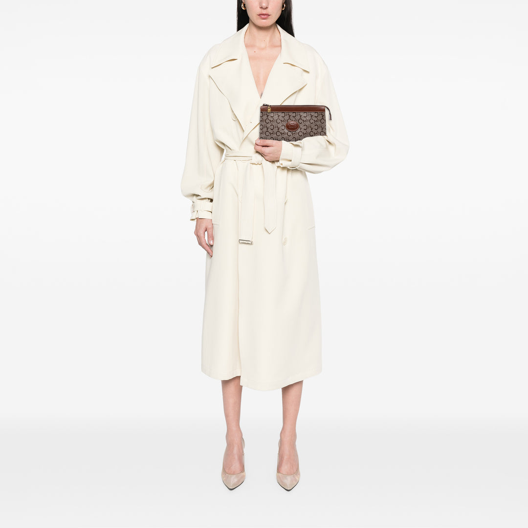 Celine C Carriage Coated Toile Pochette Marron – GABY PARIS Authentique