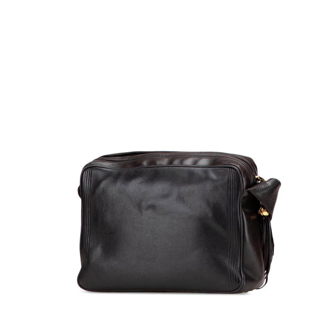 CC Lambskin Flap Tassel Crossbody Black - Gaby Paris