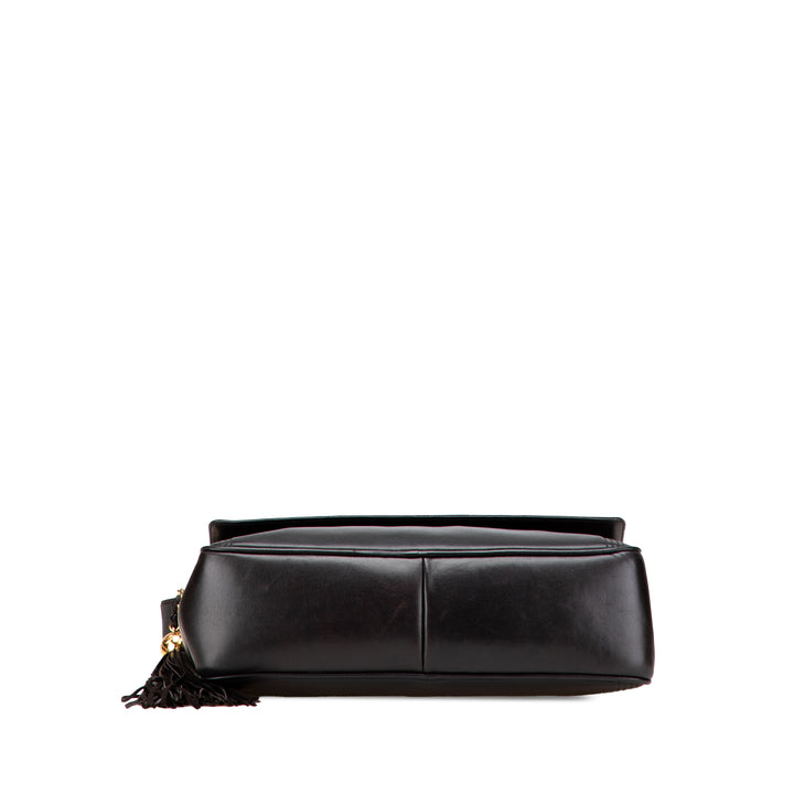 CC Lambskin Flap Tassel Crossbody Black - Gaby Paris