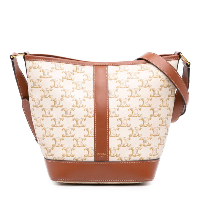 Celine Triomphe Sac seau Petit Triomphe enduite Beige – vue principale – GABY PARIS