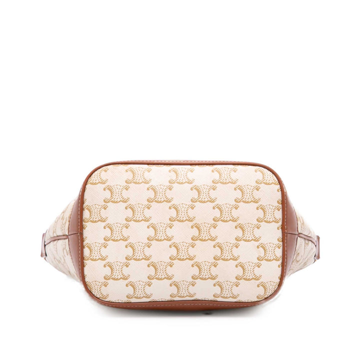 Celine Triomphe Sac seau Petit Triomphe enduite Beige – vue 3 – GABY PARIS