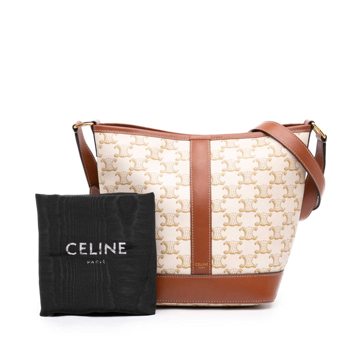 Celine Triomphe Sac seau Petit Triomphe enduite Beige – vue 7 – GABY PARIS