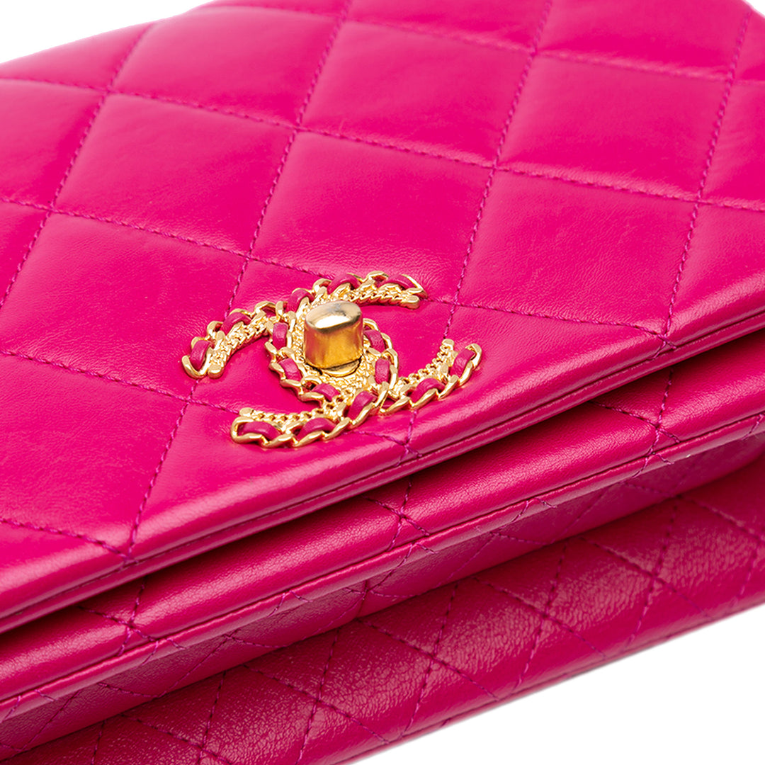 Chanel Small Quilted Cuir d’agneau On And On Chain Flap Rose