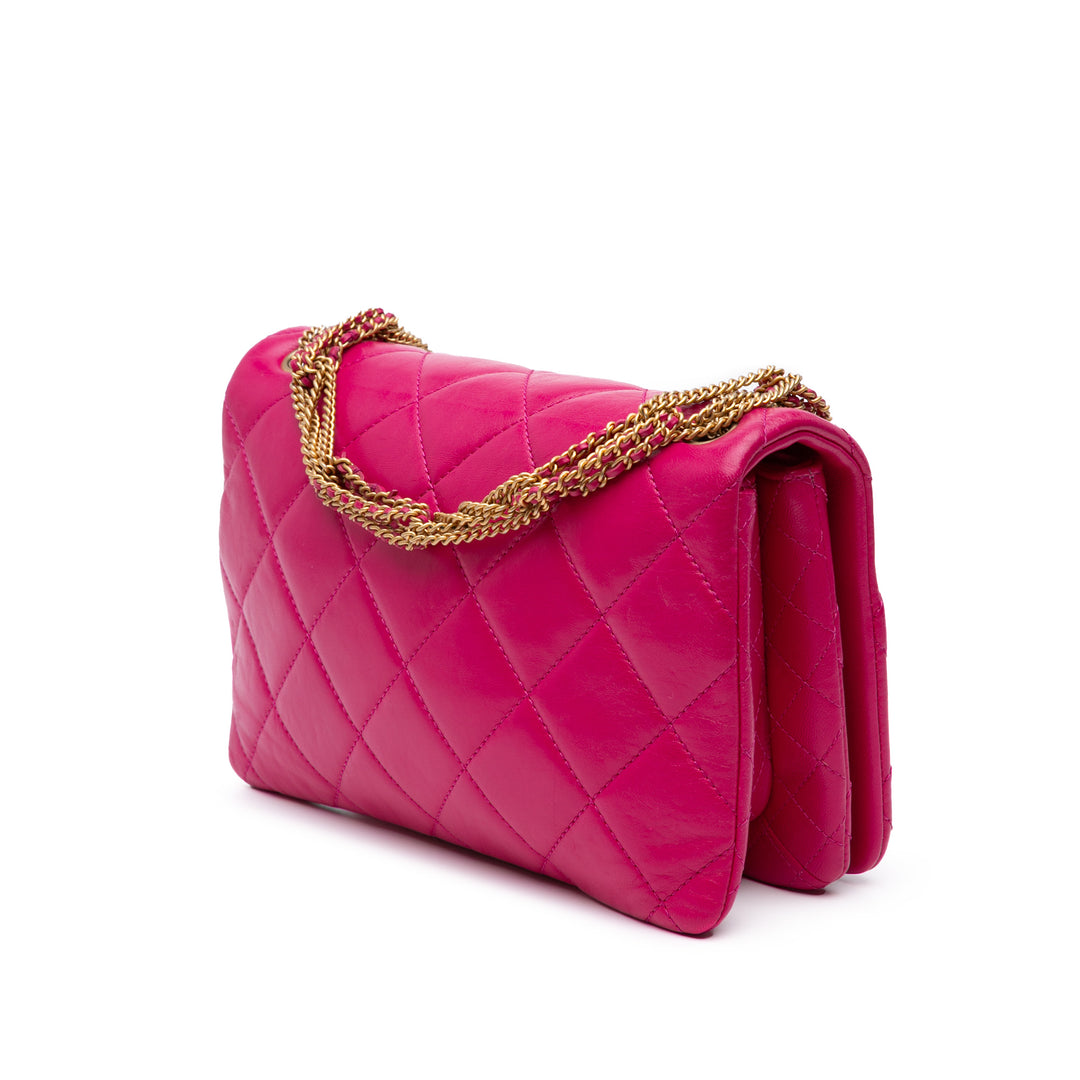 Chanel Small Quilted Cuir d’agneau On And On Chain Flap Rose