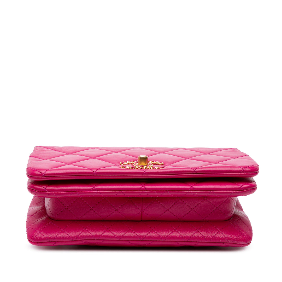 Chanel Small Quilted Cuir d’agneau On And On Chain Flap Rose