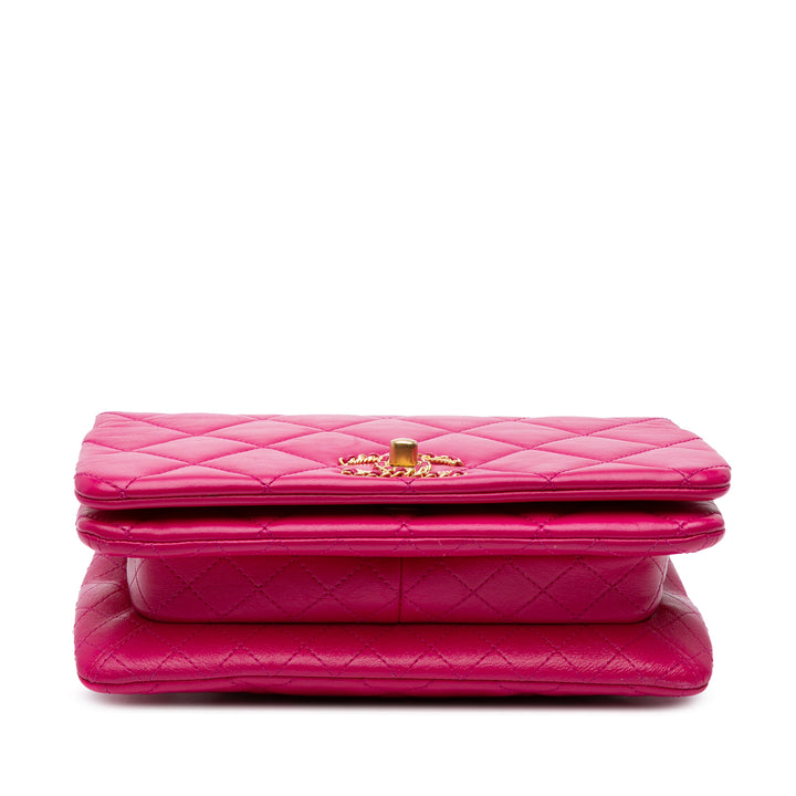 Chanel Small Quilted Cuir d’agneau On And On Chain Flap Rose