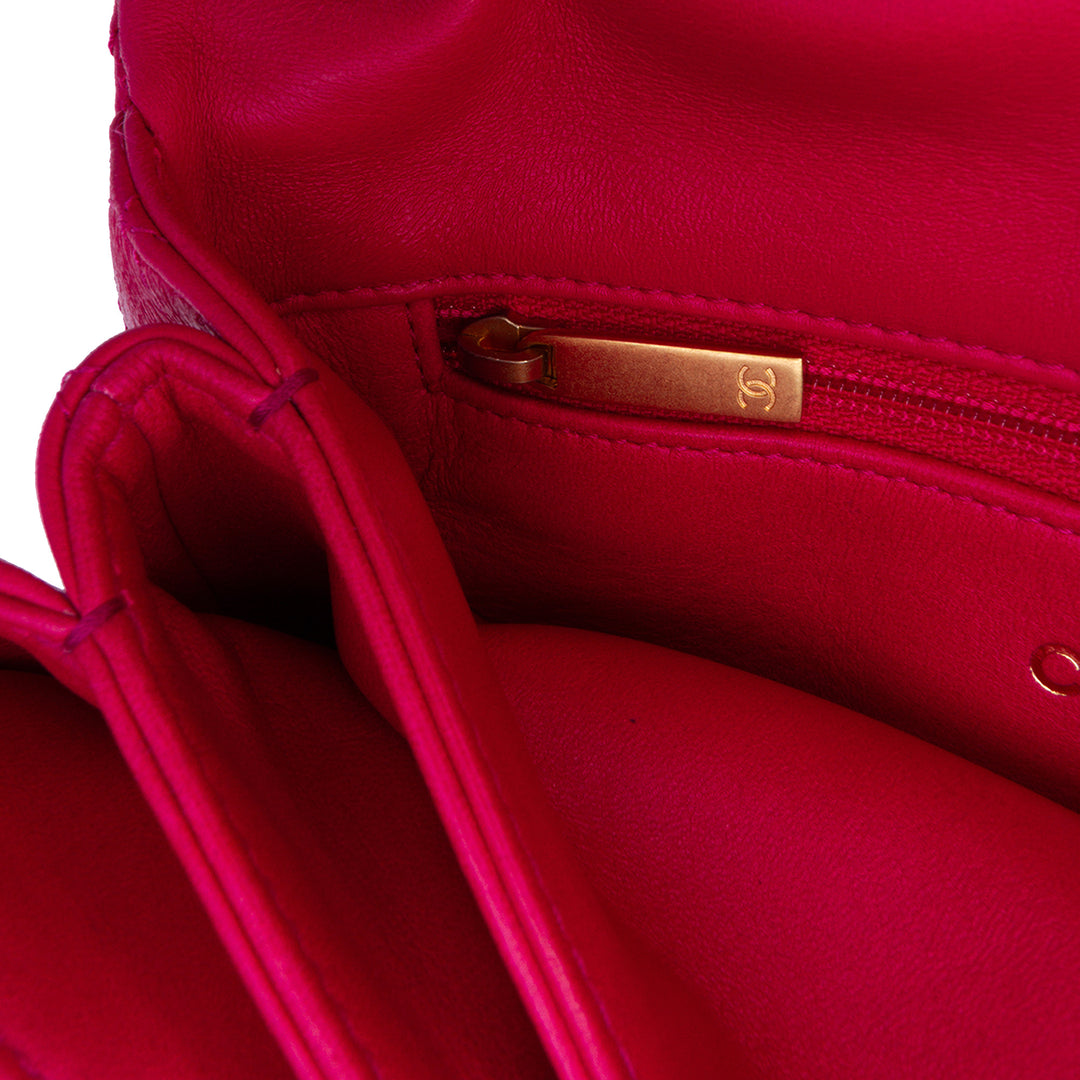 Chanel Small Quilted Cuir d’agneau On And On Chain Flap Rose