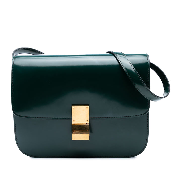Celine Medium Cuir verni Classic Boîte Vert