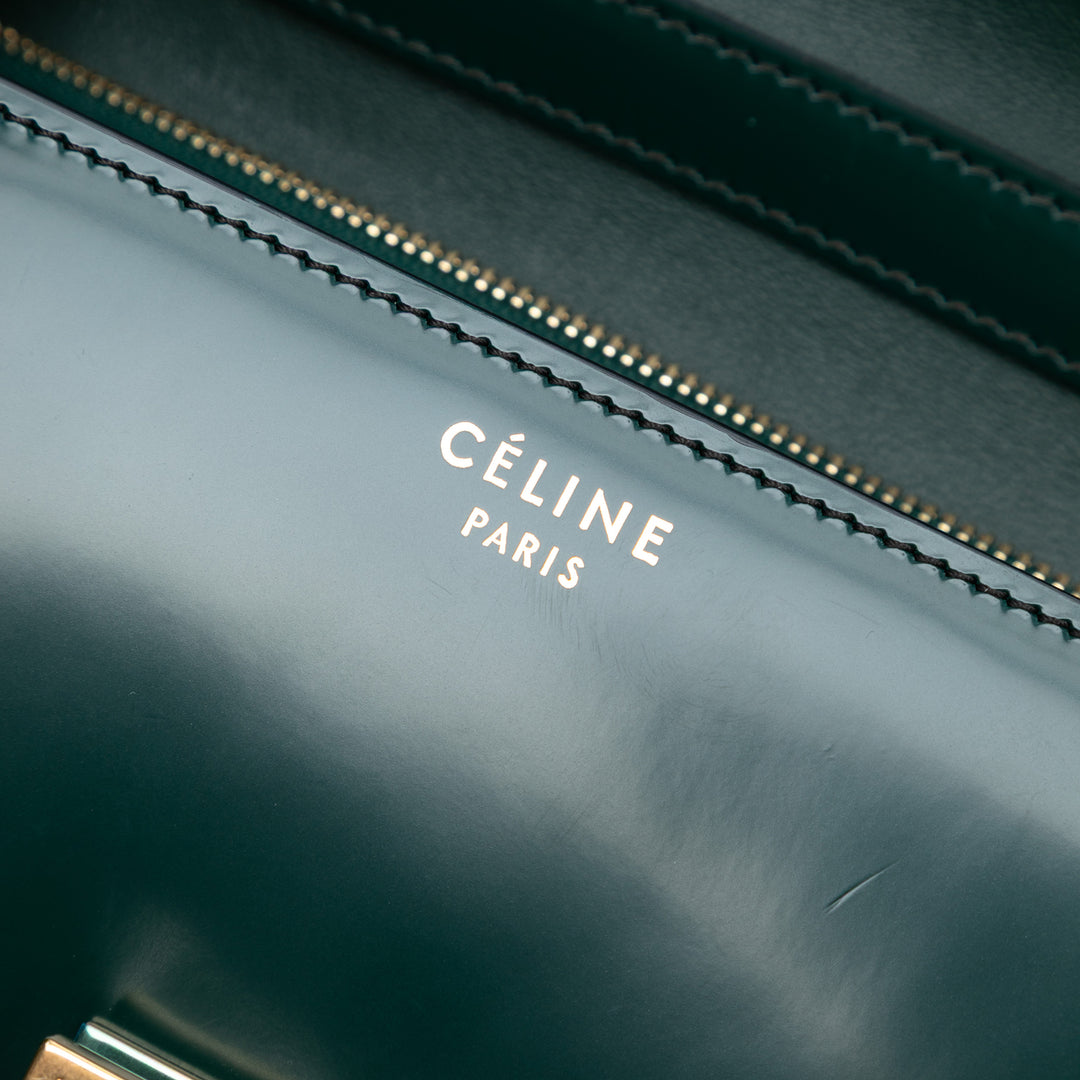 Celine Medium Cuir verni Classic Boîte Vert