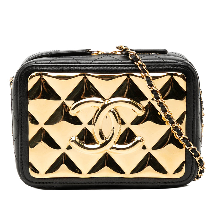 Chanel Mini CC Matelassé Cuir d’agneau et Golden Plate Vanity Sac porté croisé