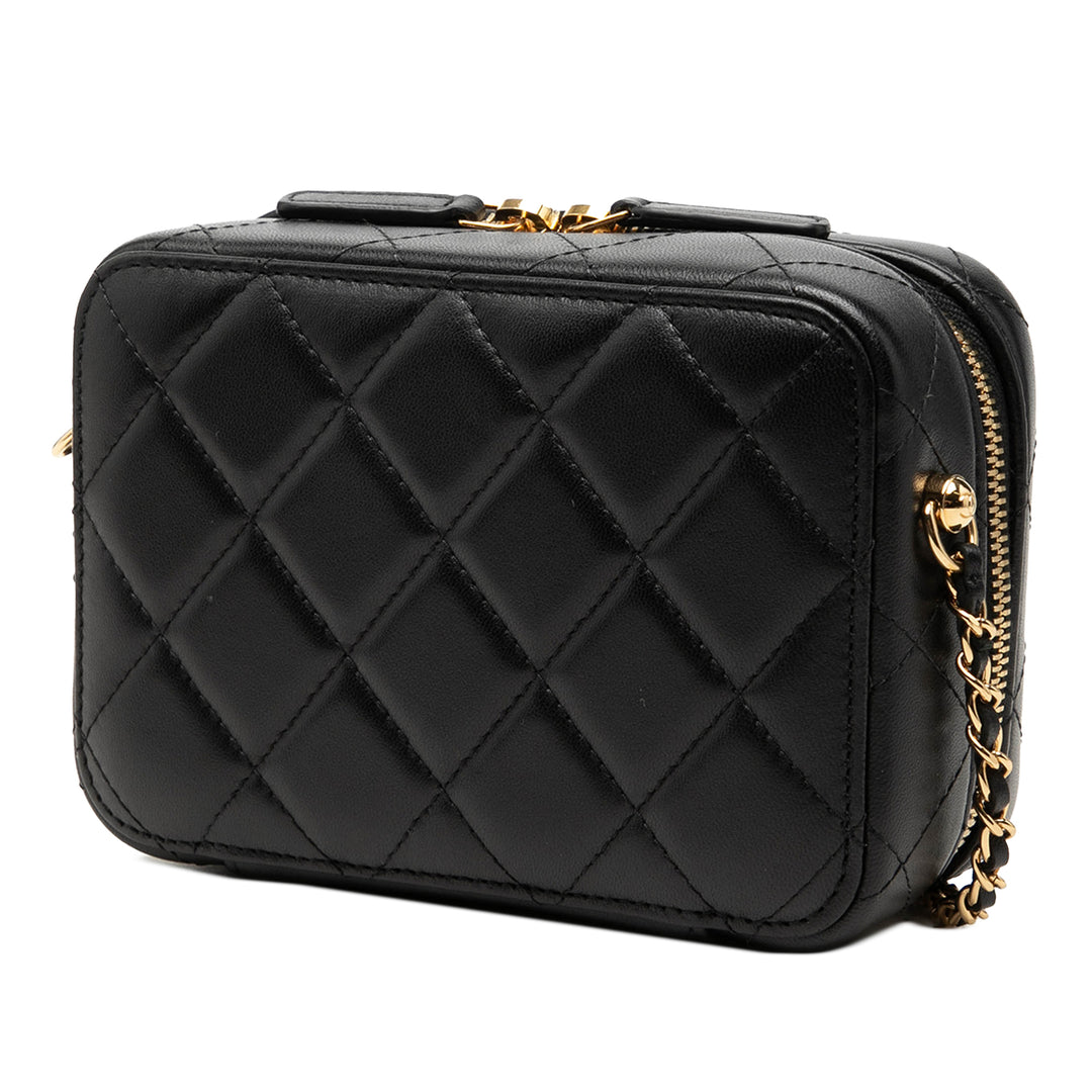 Chanel Mini CC Matelassé Cuir d’agneau et Golden Plate Vanity Sac porté croisé