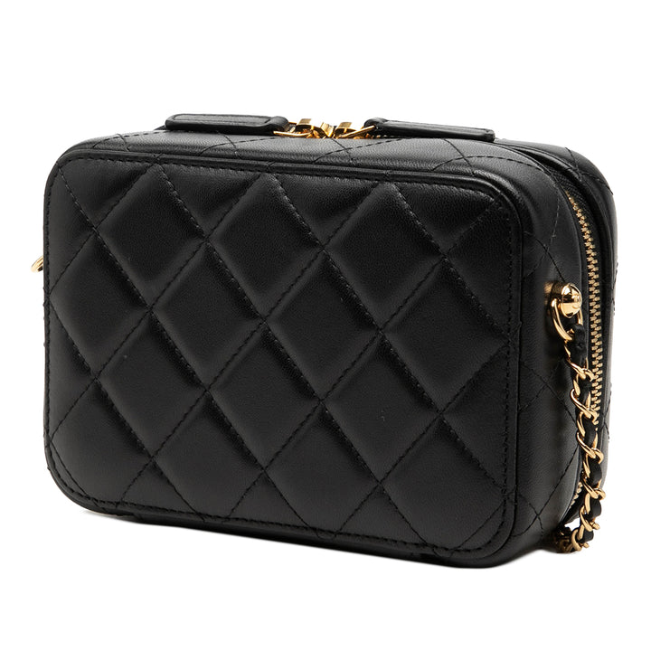 Chanel Mini CC Matelassé Cuir d’agneau et Golden Plate Vanity Sac porté croisé