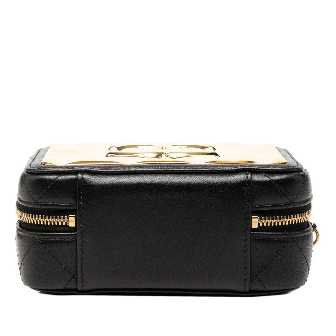 Chanel Mini CC Matelassé Cuir d’agneau et Golden Plate Vanity Sac porté croisé