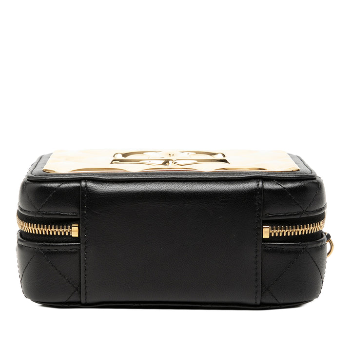 Chanel Mini CC Matelassé Cuir d’agneau et Golden Plate Vanity Sac porté croisé