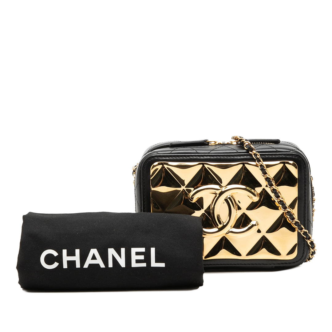 Chanel Mini CC Matelassé Cuir d’agneau et Golden Plate Vanity Sac porté croisé