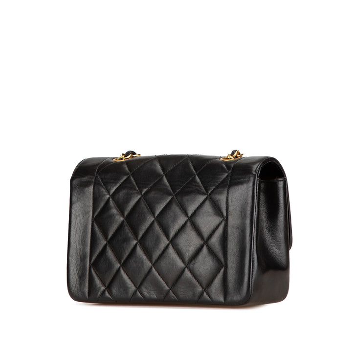 Small Lambskin Diana Flap Black - Gaby Paris