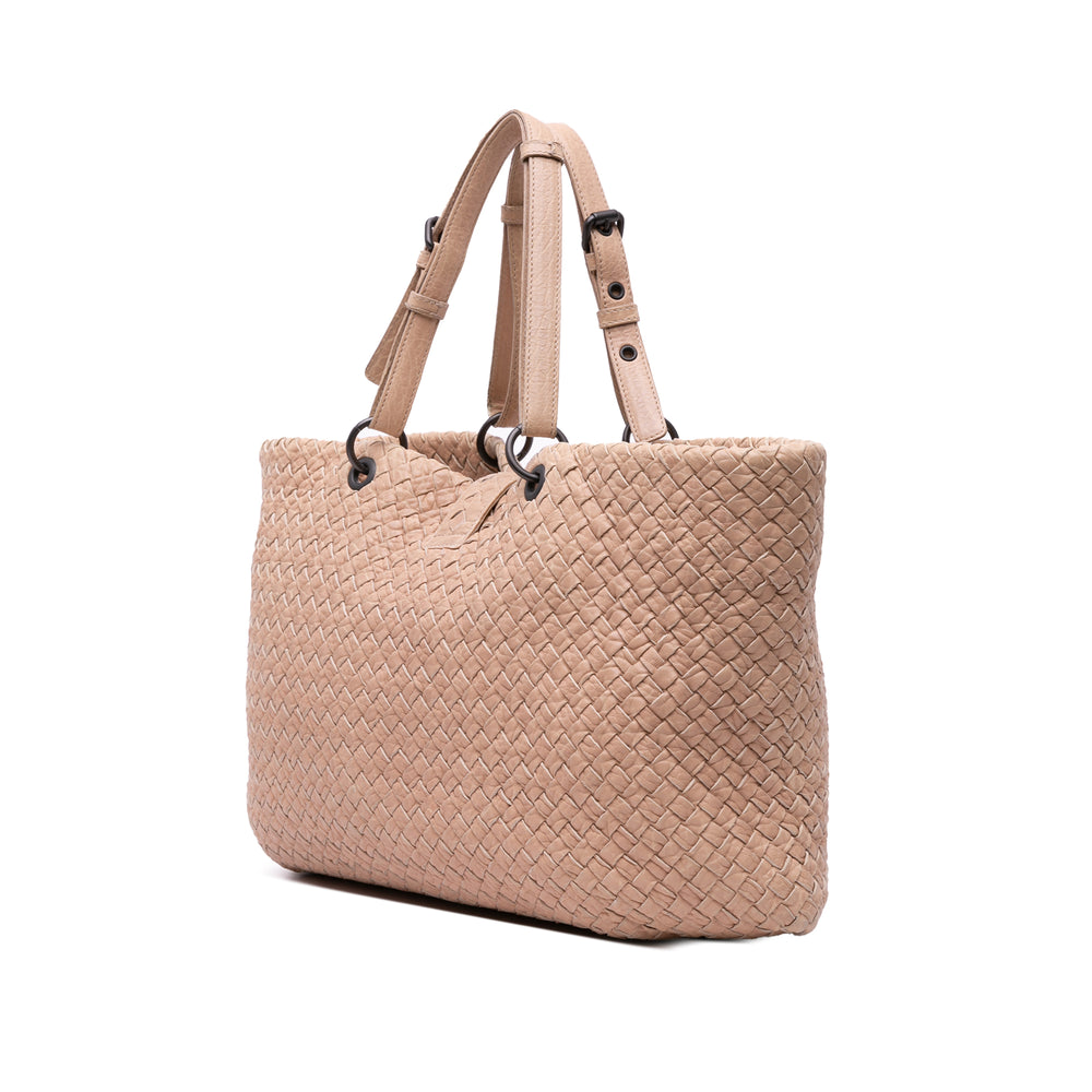 Large Nappa Intrecciato Capri Tote Brown - Gaby Paris