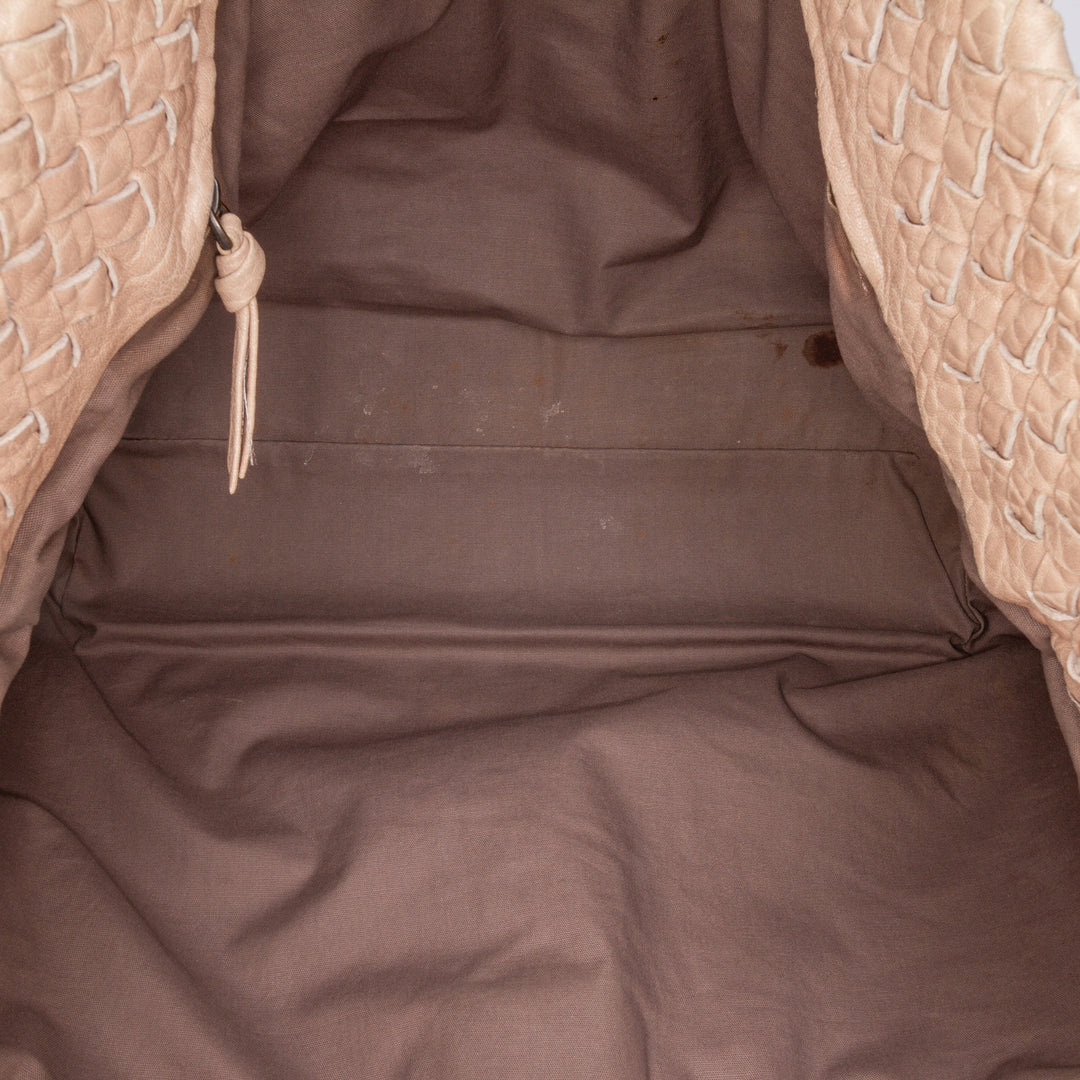 Large Nappa Intrecciato Capri Tote Brown - Gaby Paris