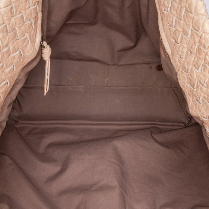 Large Nappa Intrecciato Capri Tote Brown - Gaby Paris