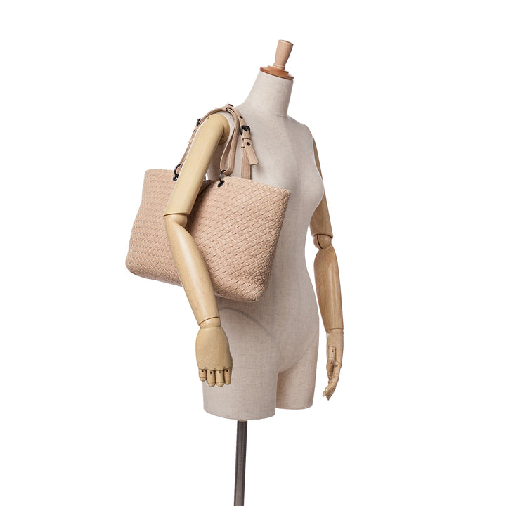 Large Nappa Intrecciato Capri Tote Brown - Gaby Paris