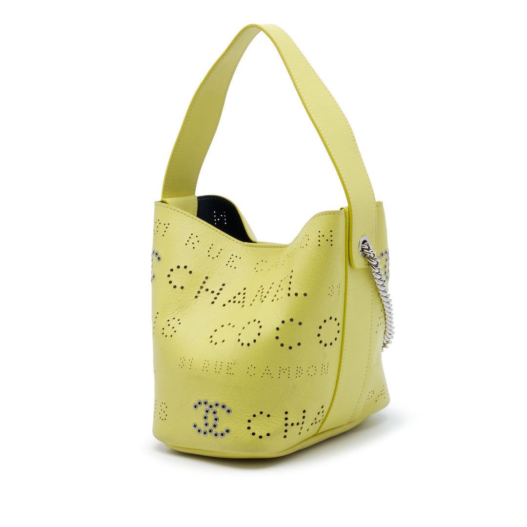 Chanel perforé Logo Œillets Sac seau Petit Cuir de veau