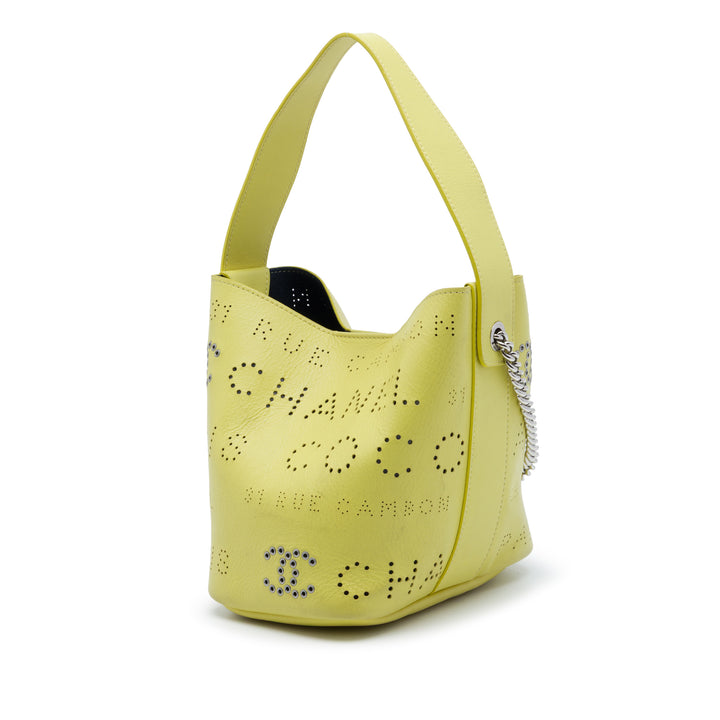 Chanel perforé Logo Œillets Sac seau Petit Cuir de veau