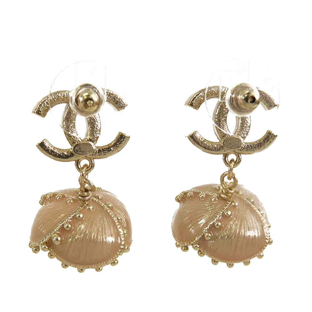 Chanel Gold Plated CC Rhinestone And Pearl Drop Push Back Earrings Gold - GABY PARIS