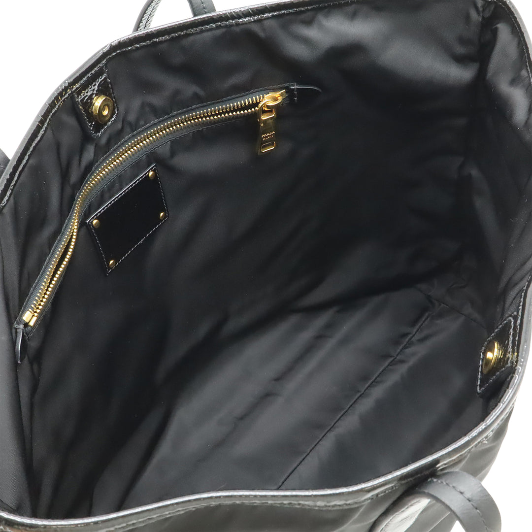 Prada Cuir verni à finitions Tessuto Cabas