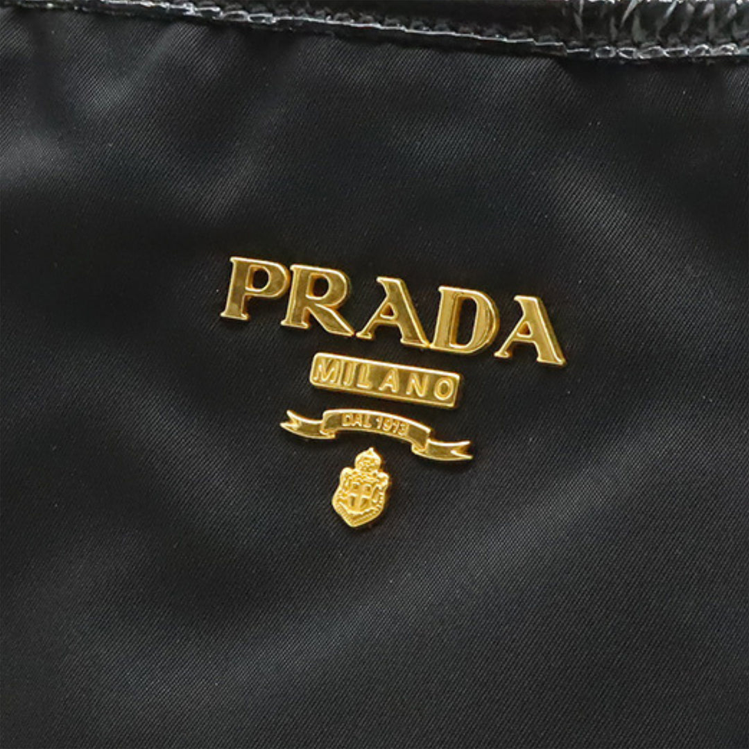 Prada Cuir verni à finitions Tessuto Cabas