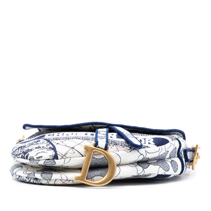 Dior Toile brodé Around the World Saddle Sac