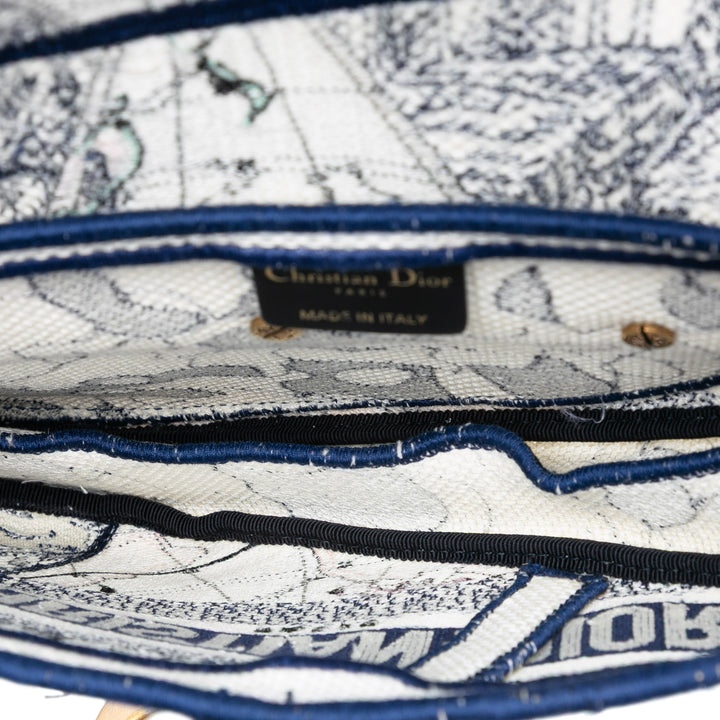 Dior Toile brodé Around the World Saddle Sac