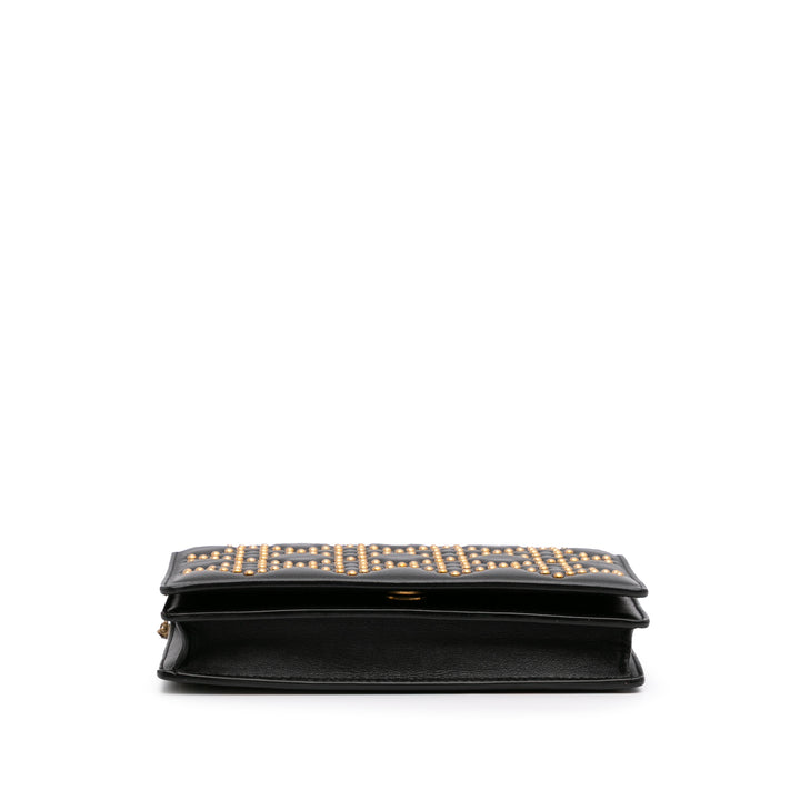 Studded Calfskin Cannage Lady Dior Wallet on Chain Black - Gaby Paris